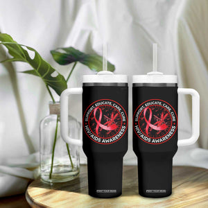 Support Educate Care Cure Tumbler With Handle HIV Awareness Month Gift TS12 Print Your Wear