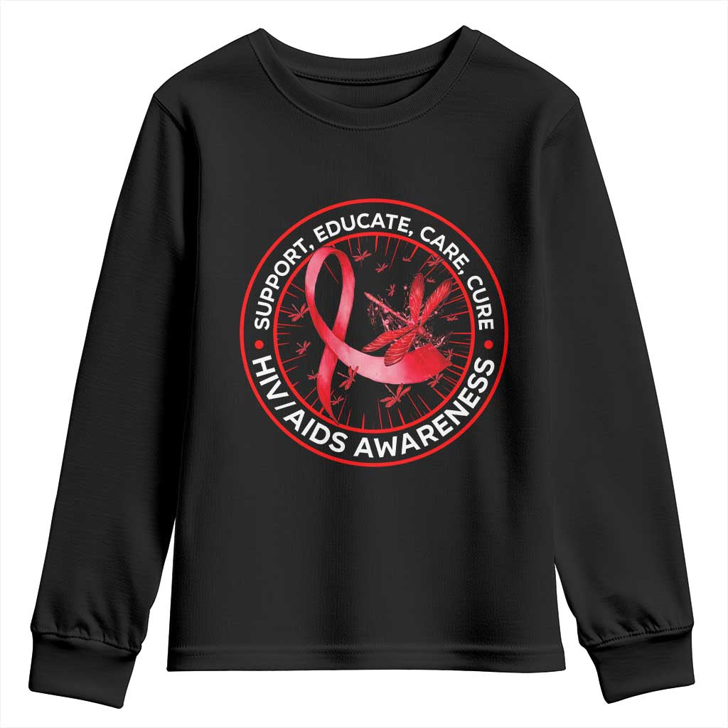 Support Educate Care Cure Youth Sweatshirt HIV Awareness Month Gift TS12 Black Print Your Wear
