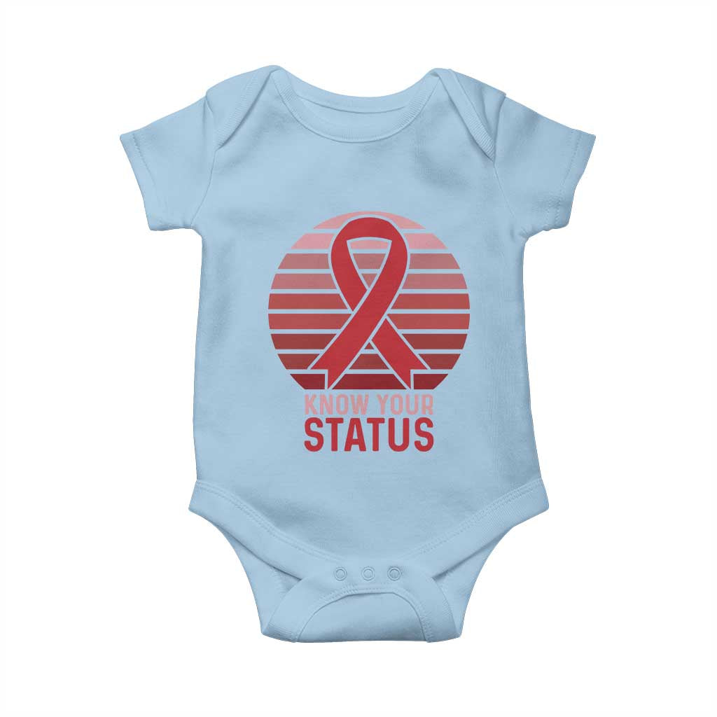 Know Your Status HIV Awareness Baby Onesie World Aids Day Gift TS12 Light Blue Print Your Wear