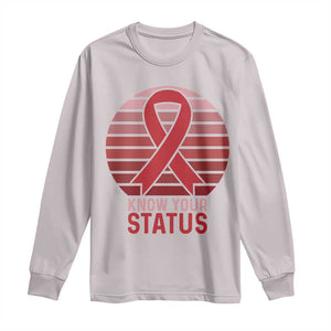 Know Your Status HIV Awareness Long Sleeve Shirt World Aids Day Gift TS12 Ice Gray Print Your Wear