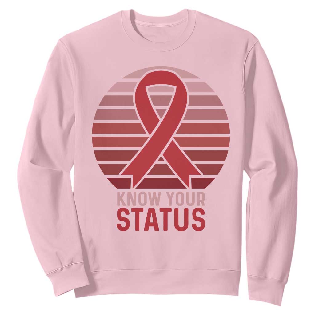 Know Your Status HIV Awareness Sweatshirt World Aids Day Gift TS12 Light Pink Print Your Wear