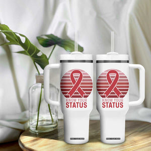 Know Your Status HIV Awareness Tumbler With Handle World Aids Day Gift TS12 Print Your Wear