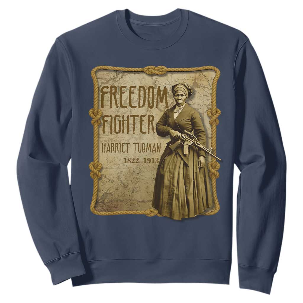 Harriet Tubman Freedom Fighter Sweatshirt Feminist History Gift TS12 Navy Print Your Wear