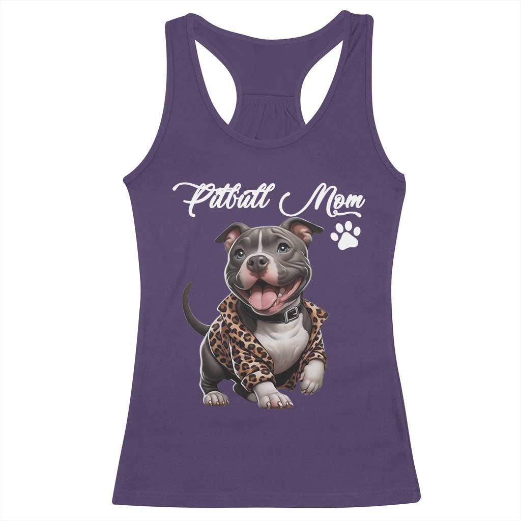 Pitbull Mom Racerback Tank Top Cute Pitbull Puppy Dog Lovers TS12 Purple Print Your Wear