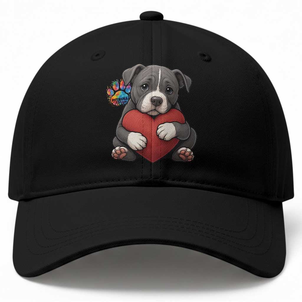 Pitbull Mom Baseball Cap Cute Puppy Hugging Heart Love Dog TS12 Print Your Wear
