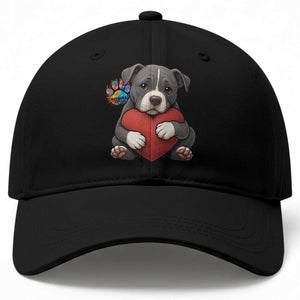 Pitbull Mom Baseball Cap Cute Puppy Hugging Heart Love Dog TS12 Print Your Wear