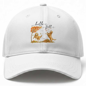 Funny Hello Fall Thanksgiving Golden Retriever Baseball Cap TS12 Print Your Wear