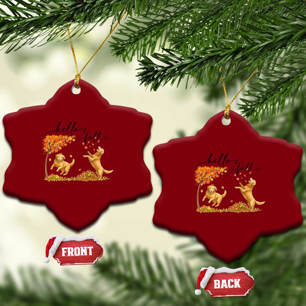 Funny Hello Fall Thanksgiving Golden Retriever Ceramic Ornament TS12 Print Your Wear