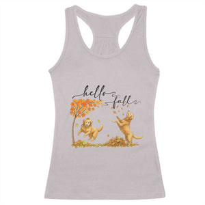 Funny Hello Fall Thanksgiving Golden Retriever Racerback Tank Top TS12 Ice Gray Print Your Wear