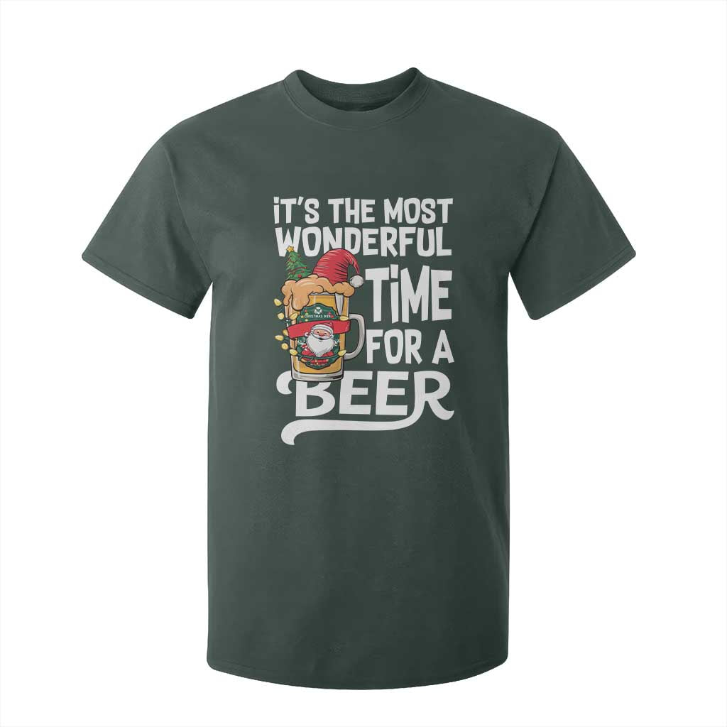 Funny Christmas Drinking T Shirt For Kid It is The Most Wonderful Time For A Beer TS12 Dark Forest Green Print Your Wear