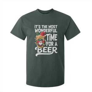 Funny Christmas Drinking T Shirt For Kid It is The Most Wonderful Time For A Beer TS12 Dark Forest Green Print Your Wear