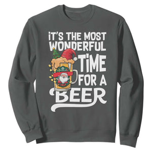 Funny Christmas Drinking Sweatshirt It is The Most Wonderful Time For A Beer TS12 Dark Heather Print Your Wear