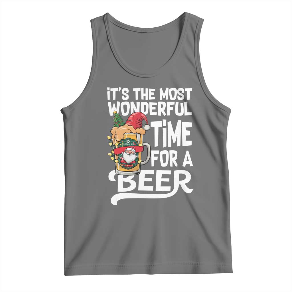 Funny Christmas Drinking Tank Top It is The Most Wonderful Time For A Beer TS12 Black Heather Print Your Wear
