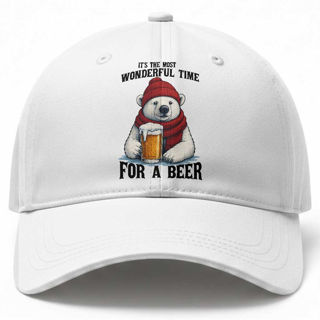It is The Most Wonderful Time For A Beer Baseball Cap Funny Polar Bear Drinking Beer TS12 Print Your Wear
