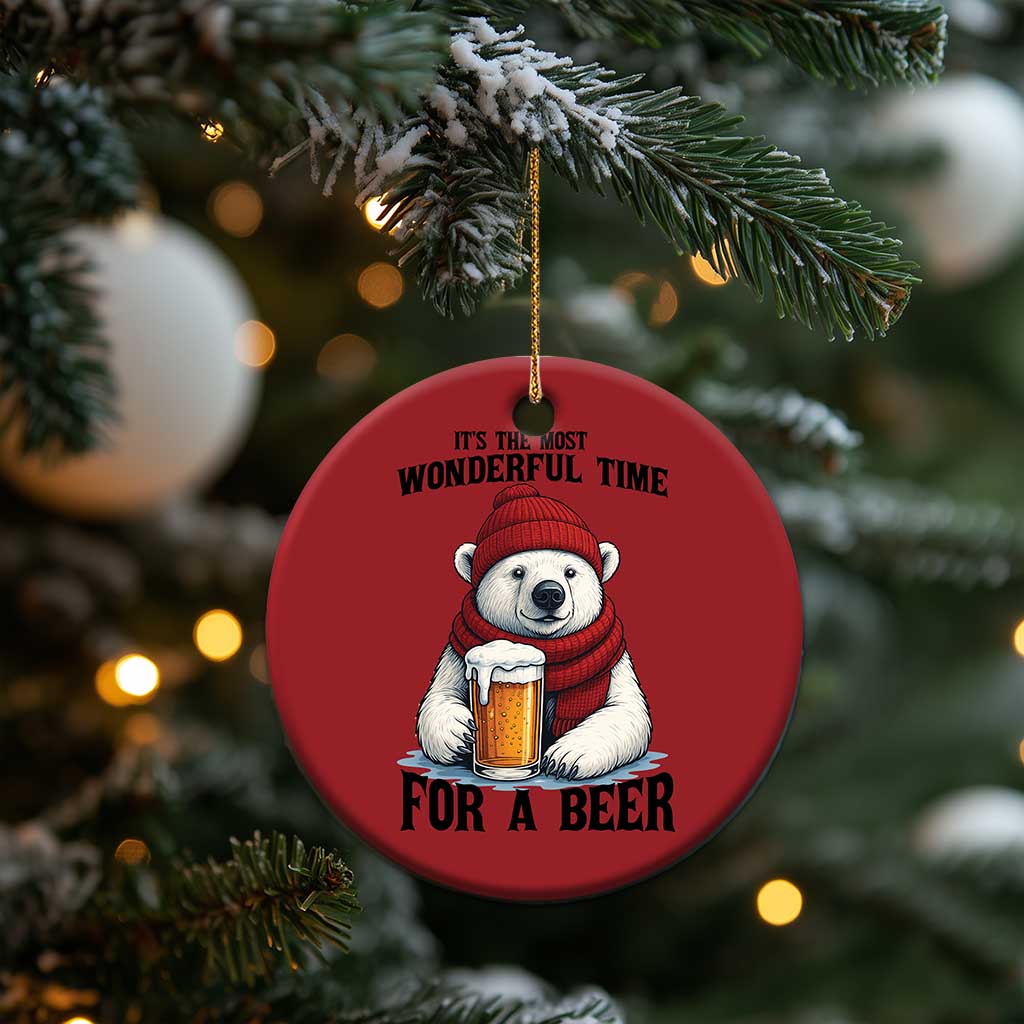 It is The Most Wonderful Time For A Beer Christmas Ornament Funny Polar Bear Drinking Beer TS12 Print Your Wear