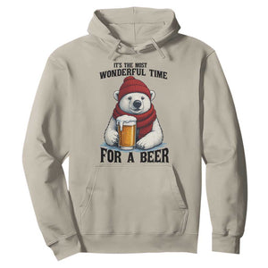 It is The Most Wonderful Time For A Beer Hoodie Funny Polar Bear Drinking Beer TS12 Sand Print Your Wear