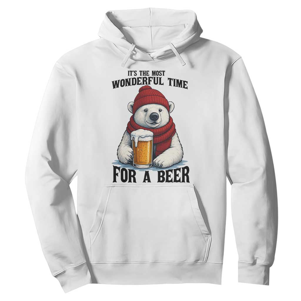 It is The Most Wonderful Time For A Beer Hoodie Funny Polar Bear Drinking Beer TS12 White Print Your Wear