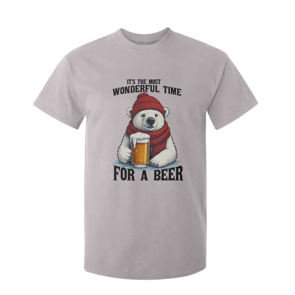 It is The Most Wonderful Time For A Beer T Shirt For Kid Funny Polar Bear Drinking Beer TS12 Ice Gray Print Your Wear