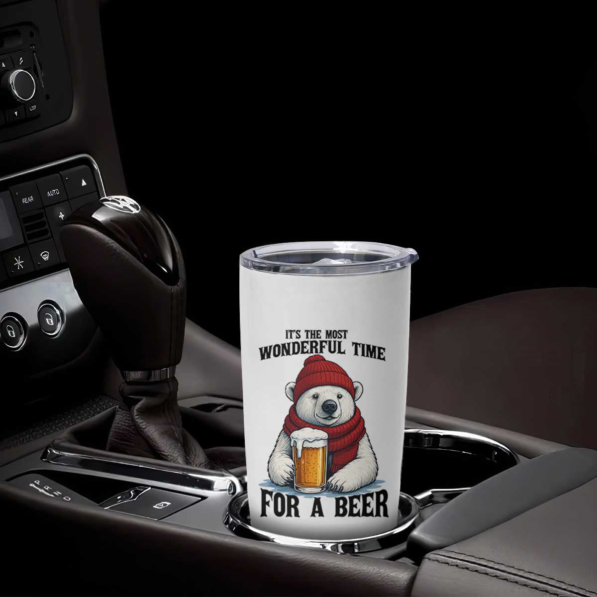 It is The Most Wonderful Time For A Beer Tumbler Cup Funny Polar Bear Drinking Beer TS12 Print Your Wear