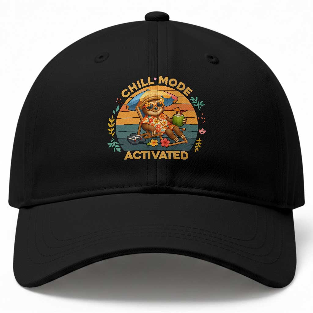 Chill Mode Activated Baseball Cap Funny Sloth Summer Beach Vibes TS12 Print Your Wear