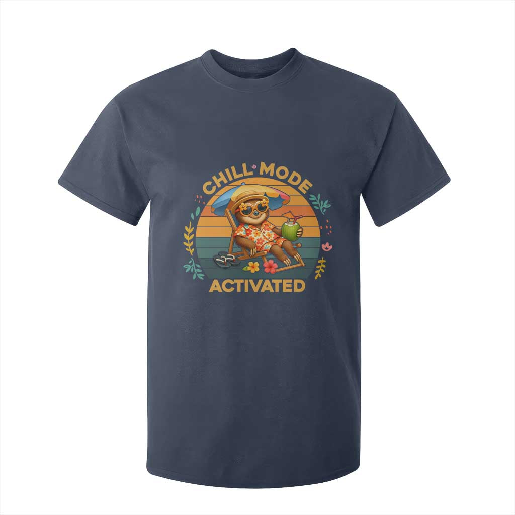 Chill Mode Activated T Shirt For Kid Funny Sloth Summer Beach Vibes TS12 Navy Print Your Wear