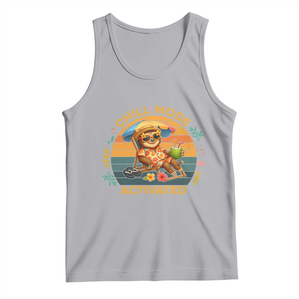 Chill Mode Activated Tank Top Funny Sloth Summer Beach Vibes TS12 Athletic Heather Print Your Wear
