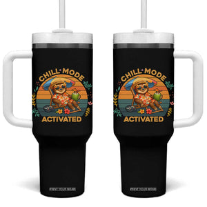 Chill Mode Activated Tumbler With Handle Funny Sloth Summer Beach Vibes TS12 One Size: 40 oz Black Print Your Wear