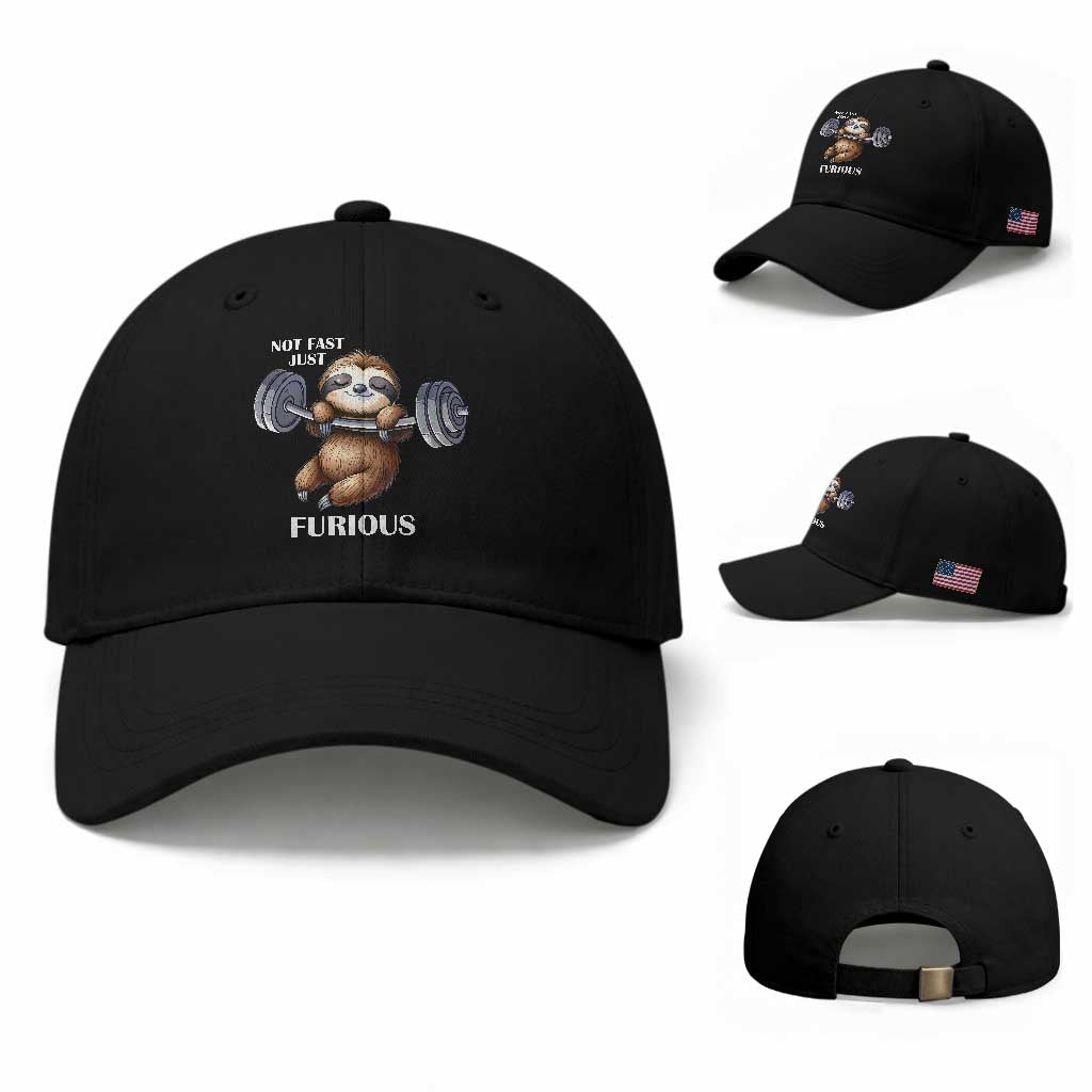 Funny Gym Sloth Baseball Cap Not Fast Just Furious TS12 Baseball Cap Universal Fit Black Print Your Wear