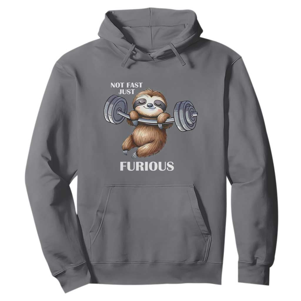 Funny Gym Sloth Hoodie Not Fast Just Furious TS12 Charcoal Print Your Wear