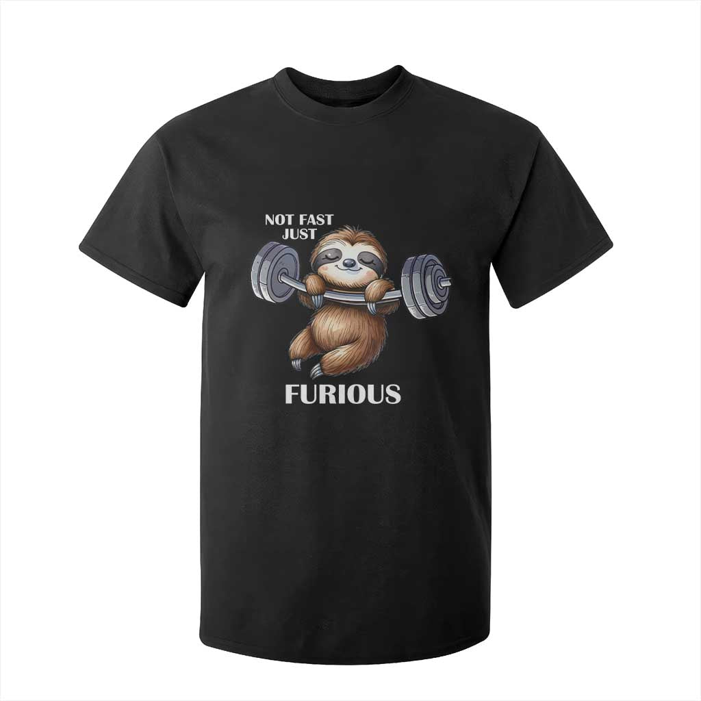 Funny Gym Sloth T Shirt For Kid Not Fast Just Furious TS12 Black Print Your Wear