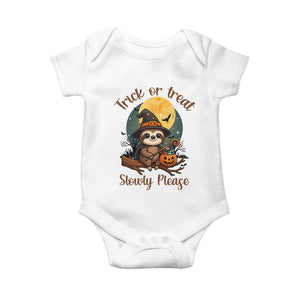 Funny Halloween Sloth Baby Onesie Trick Or Treat Slowly Please TS12 White Print Your Wear