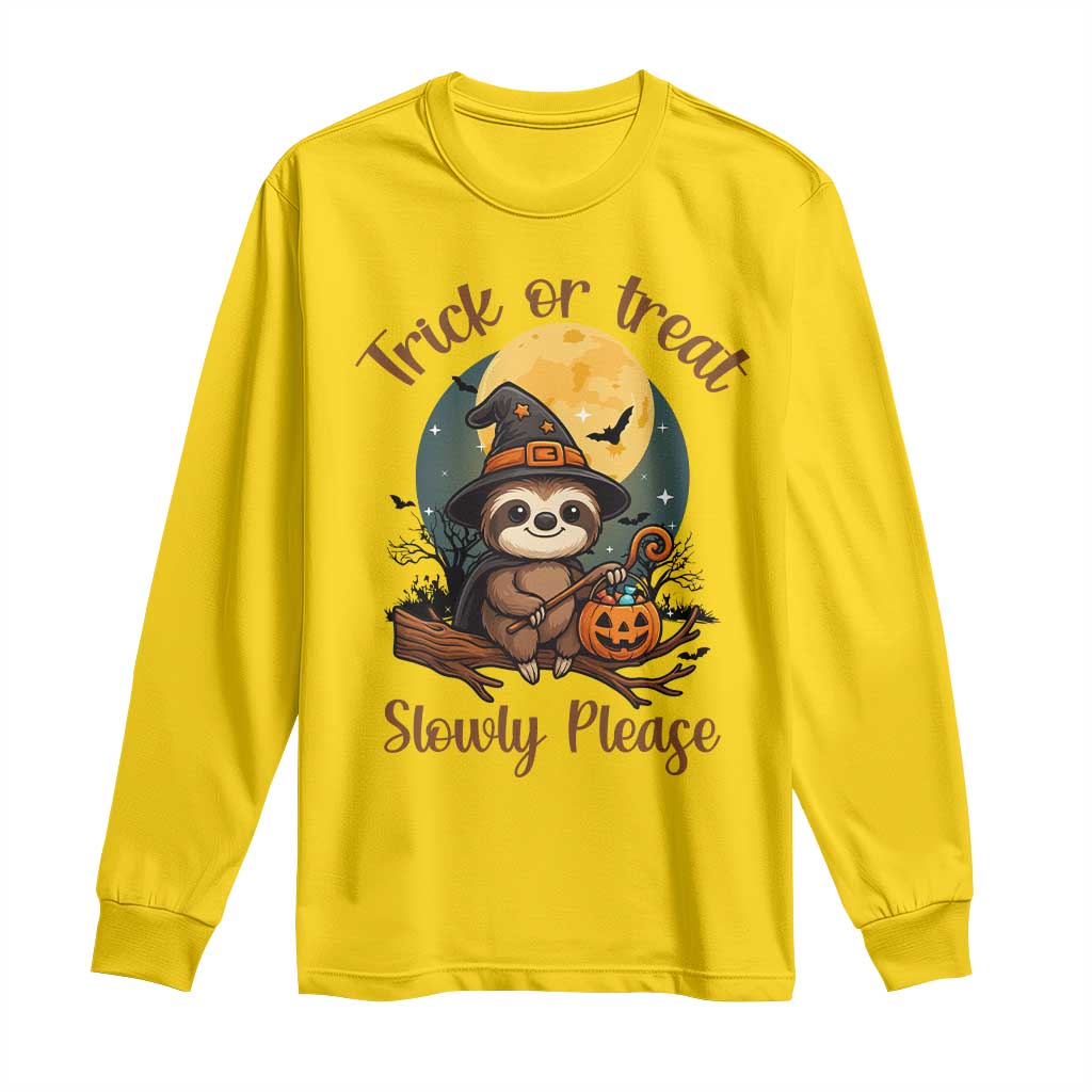 Funny Halloween Sloth Long Sleeve Shirt Trick Or Treat Slowly Please TS12 Daisy Print Your Wear