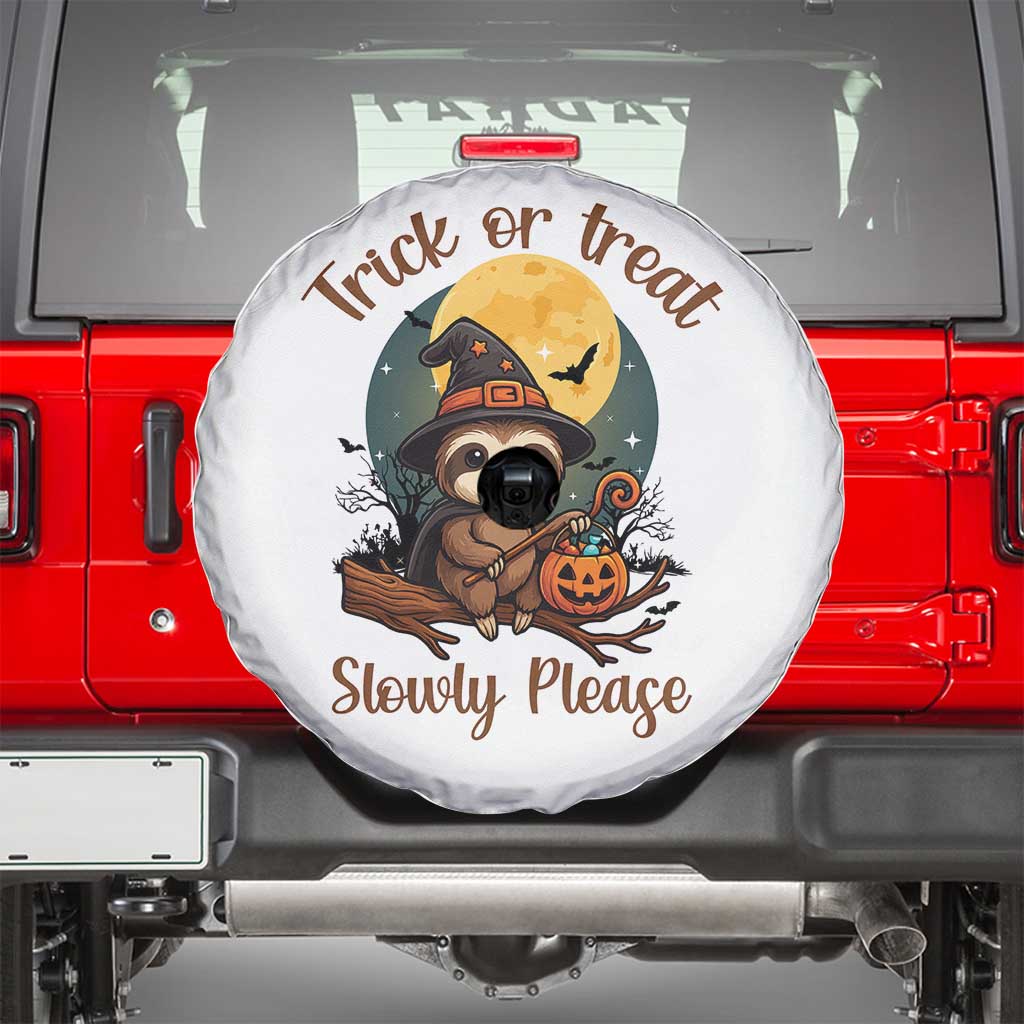 Funny Halloween Sloth Spare Tire Cover Trick Or Treat Slowly Please TS12 White Print Your Wear