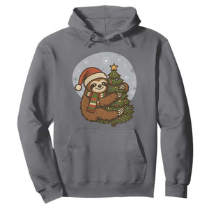 Funny Xmas Hoodie Slothin Around The Christmas Tree TS12 Charcoal Print Your Wear