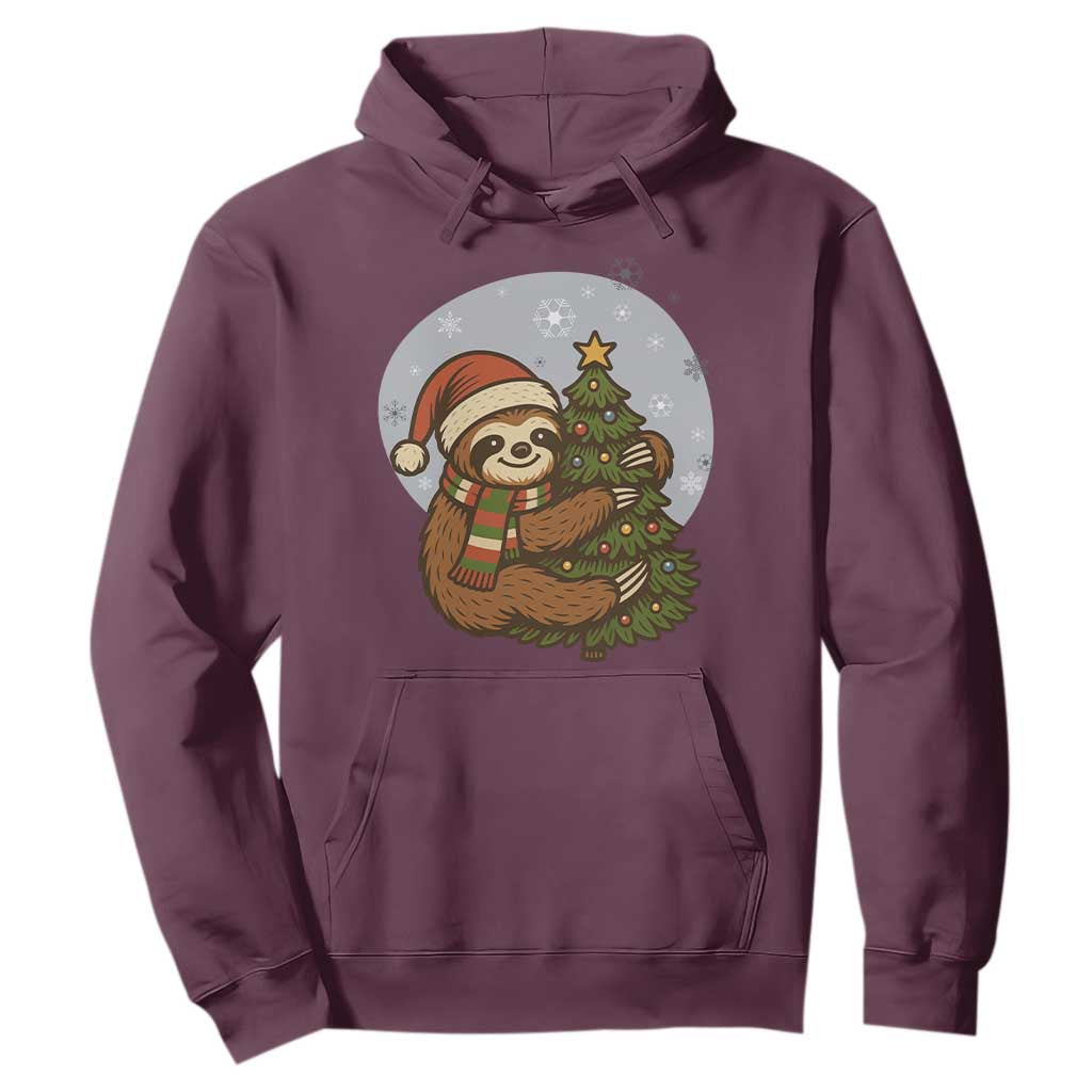 Funny Xmas Hoodie Slothin Around The Christmas Tree TS12 Maroon Print Your Wear