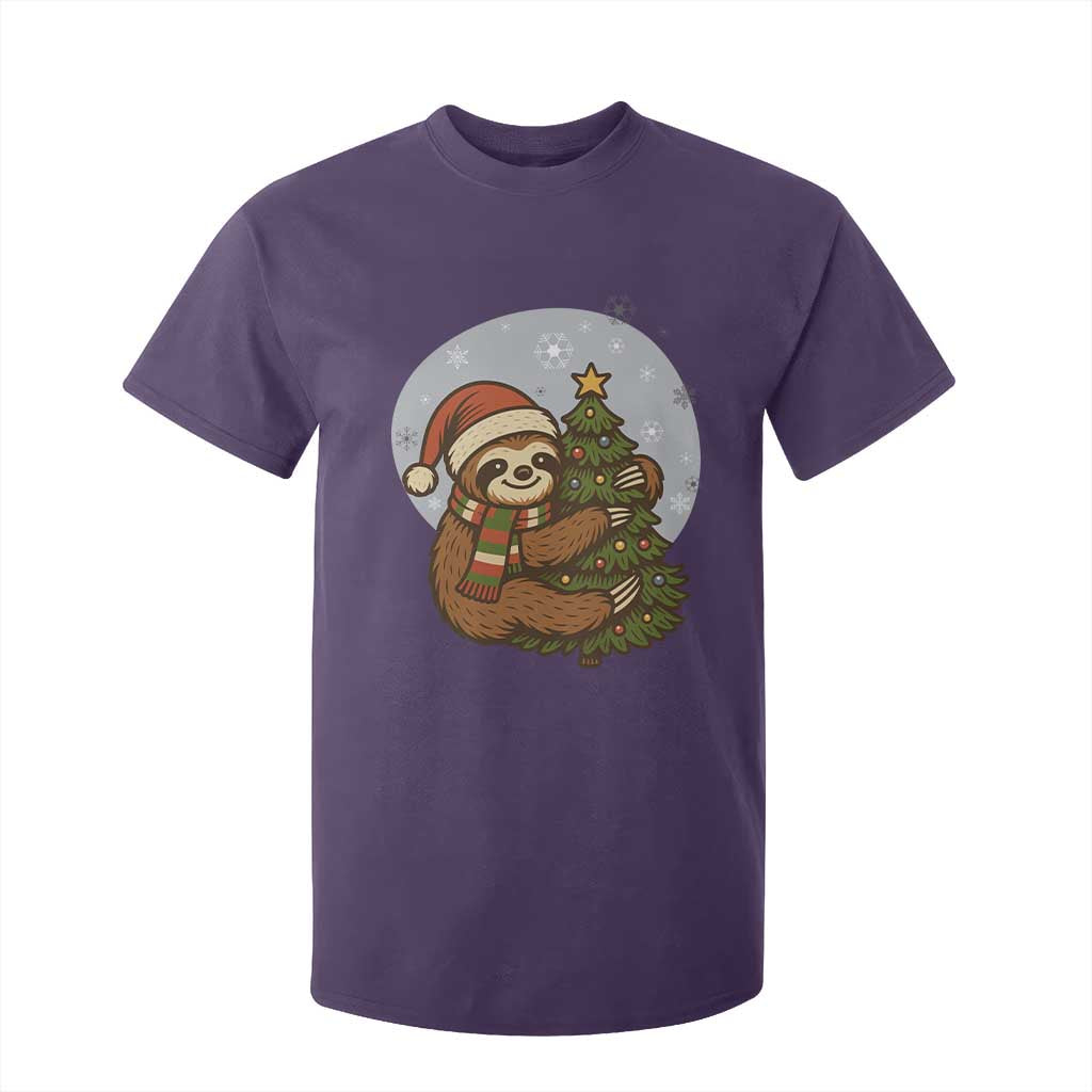 Funny Xmas T Shirt For Kid Slothin Around The Christmas Tree TS12 Purple Print Your Wear