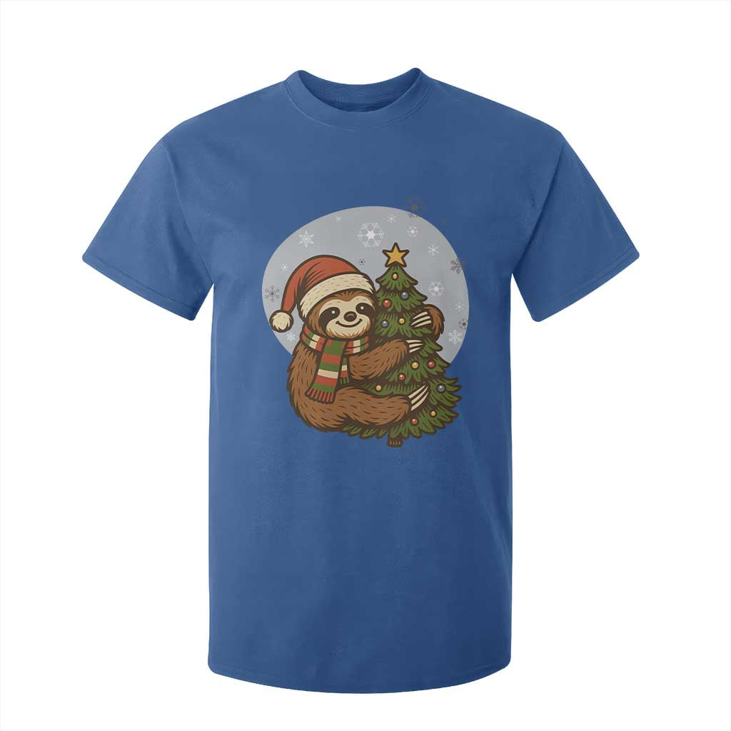 Funny Xmas T Shirt For Kid Slothin Around The Christmas Tree TS12 Royal Blue Print Your Wear
