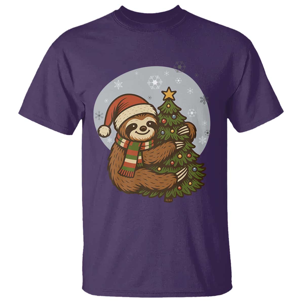 Funny Xmas T Shirt Slothin Around The Christmas Tree TS12 Purple Print Your Wear