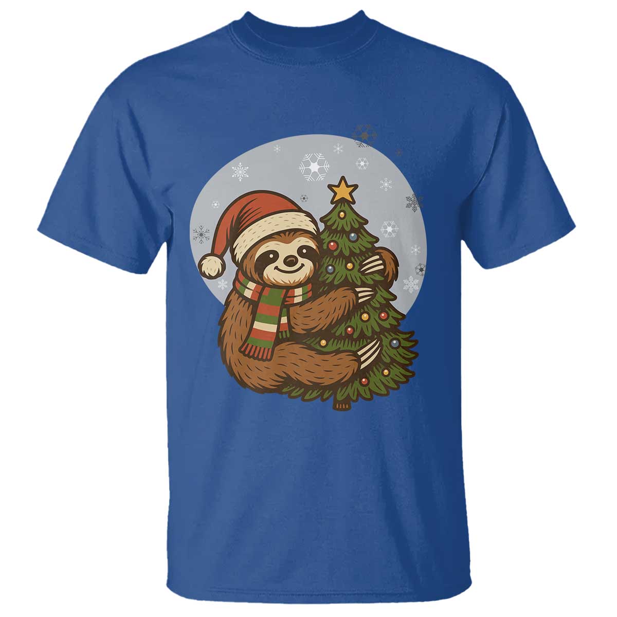 Funny Xmas T Shirt Slothin Around The Christmas Tree TS12 Royal Blue Print Your Wear