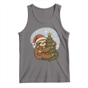 Funny Xmas Tank Top Slothin Around The Christmas Tree TS12 Deep Heather Print Your Wear