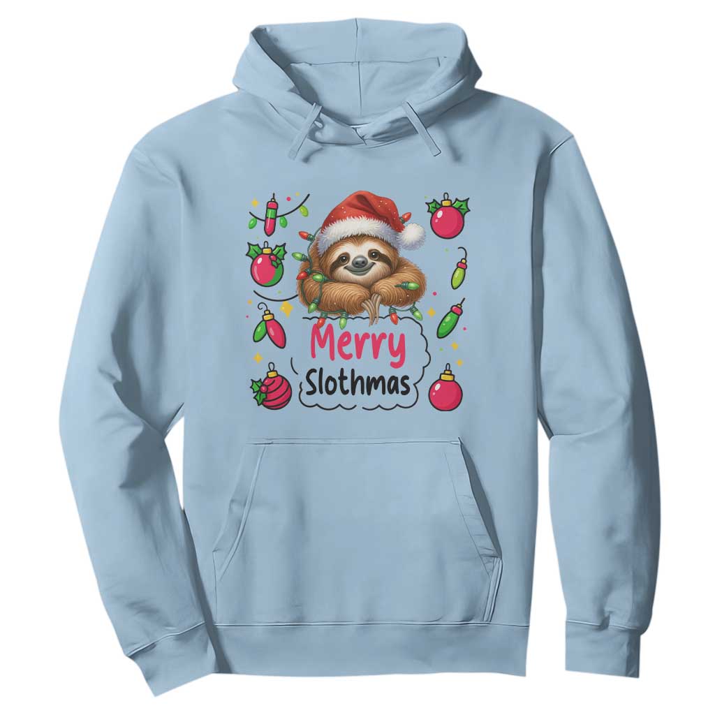 Funny Christmas Sloth Hoodie Merry Slothmas TS12 Light Blue Print Your Wear