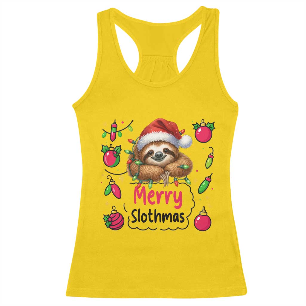 Funny Christmas Sloth Racerback Tank Top Merry Slothmas TS12 Daisy Print Your Wear