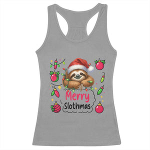 Funny Christmas Sloth Racerback Tank Top Merry Slothmas TS12 Sport Gray Print Your Wear