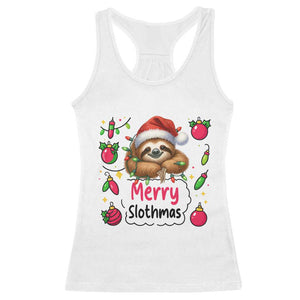 Funny Christmas Sloth Racerback Tank Top Merry Slothmas TS12 White Print Your Wear