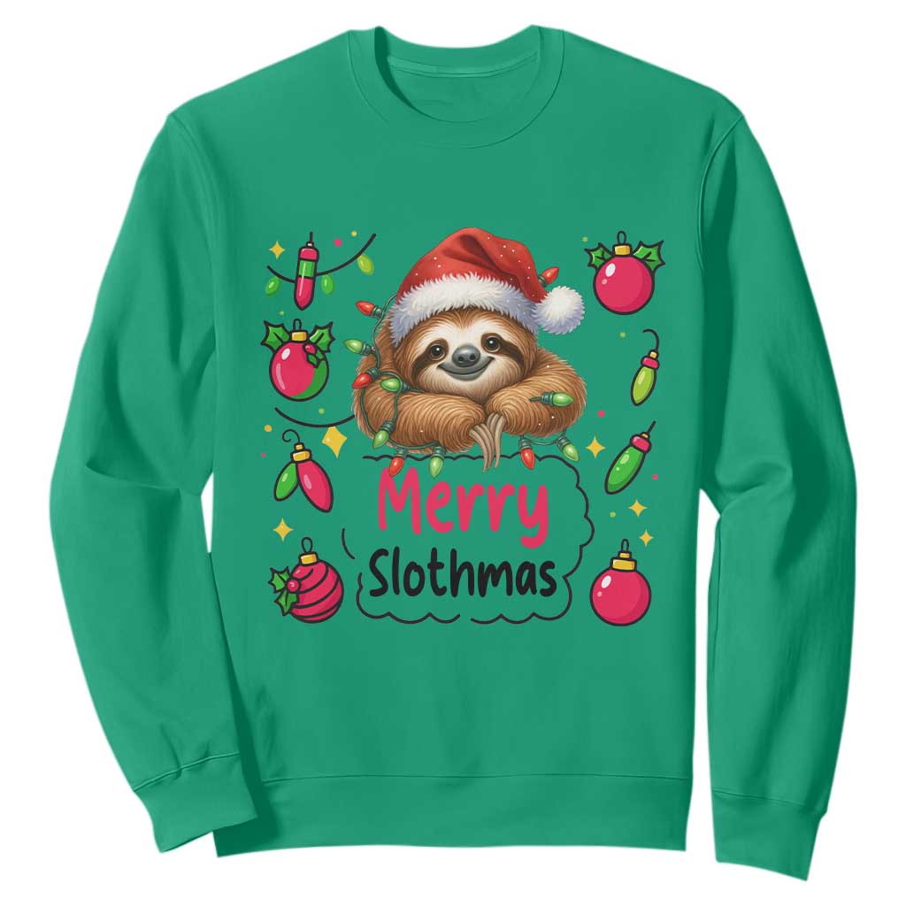 Funny Christmas Sloth Sweatshirt Merry Slothmas TS12 Irish Green Print Your Wear