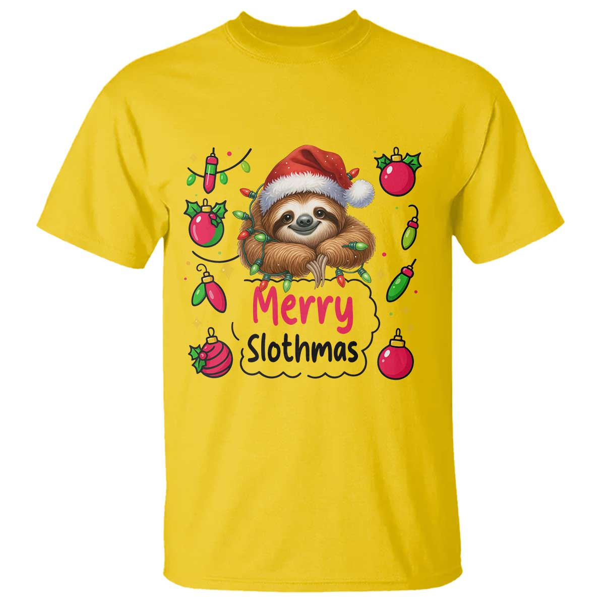Funny Christmas Sloth T Shirt Merry Slothmas TS12 Daisy Print Your Wear