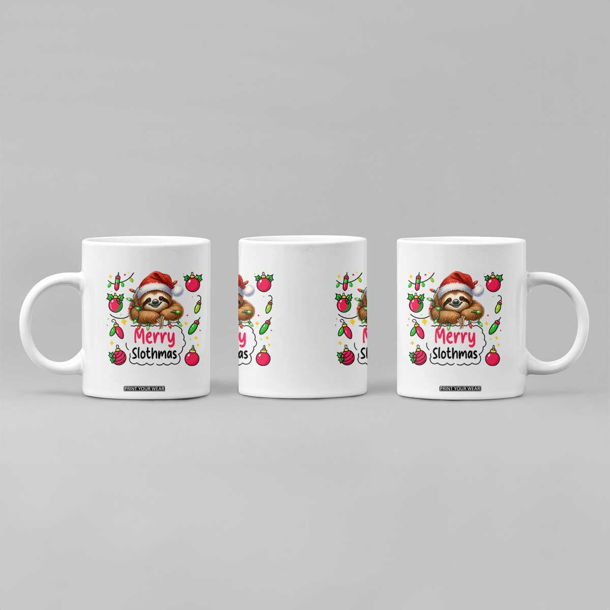 Funny Christmas Sloth Coffee Mug Merry Slothmas TS12 Print Your Wear