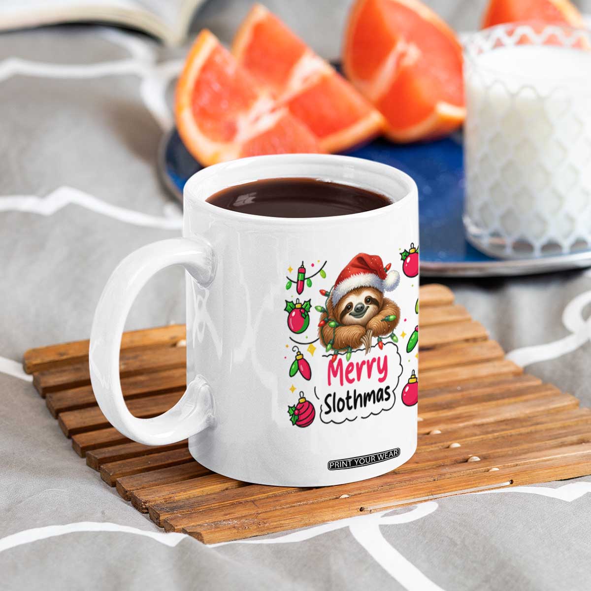 Funny Christmas Sloth Coffee Mug Merry Slothmas TS12 Print Your Wear