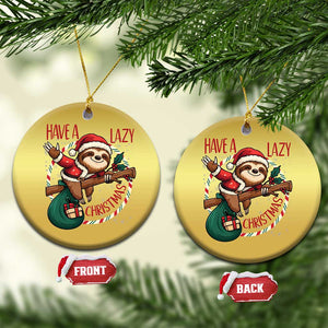 Have A Lazy Xmas Christmas Ornament Cute Xmas Sloth TS12 Circle Gold Print Your Wear