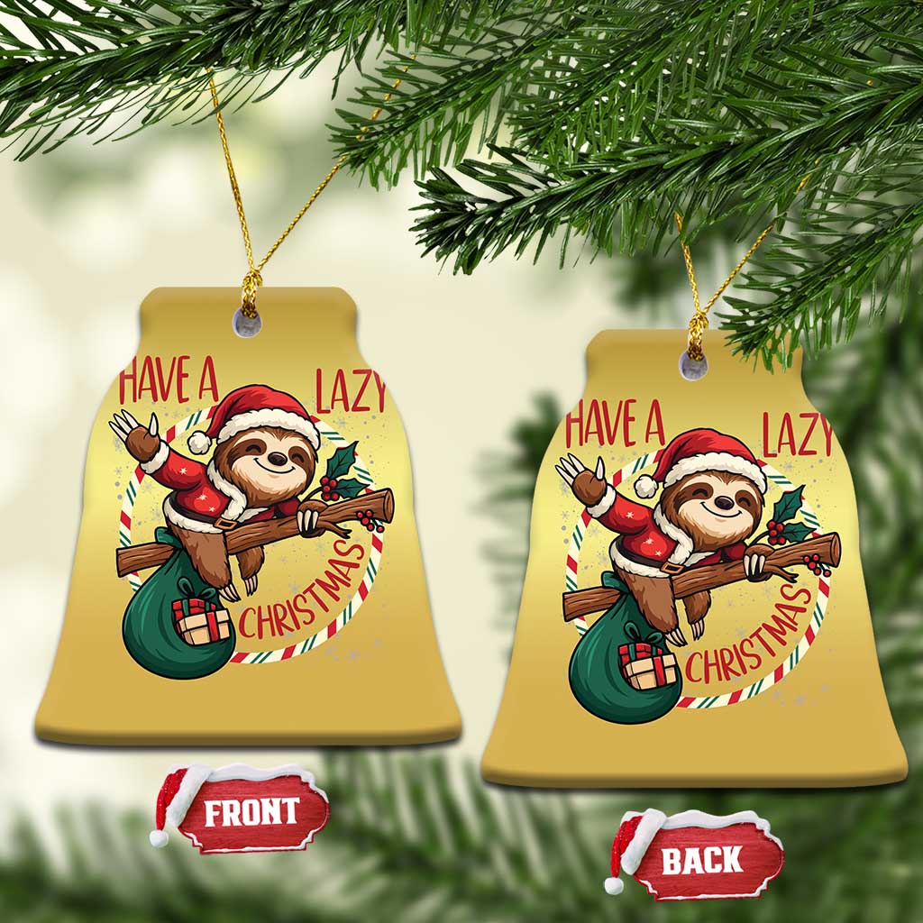 Have A Lazy Xmas Christmas Ornament Cute Xmas Sloth TS12 Bell Flake Gold Print Your Wear